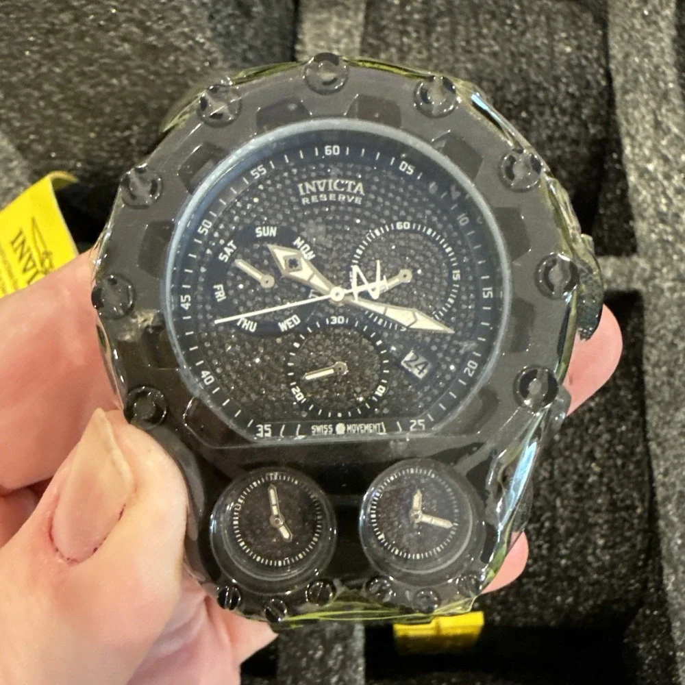 Invicta Bolt Magnum Tria 2.5 CTW Black Diamond Steel Swiss Chrono 52mm Watch New